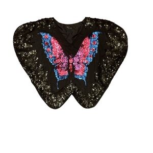 Iris Black Sequin Embellished Butterfly blouse. Size Medium
